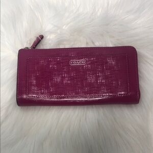 Coach Darcy Patent Saffiano Leather Zip Wallet